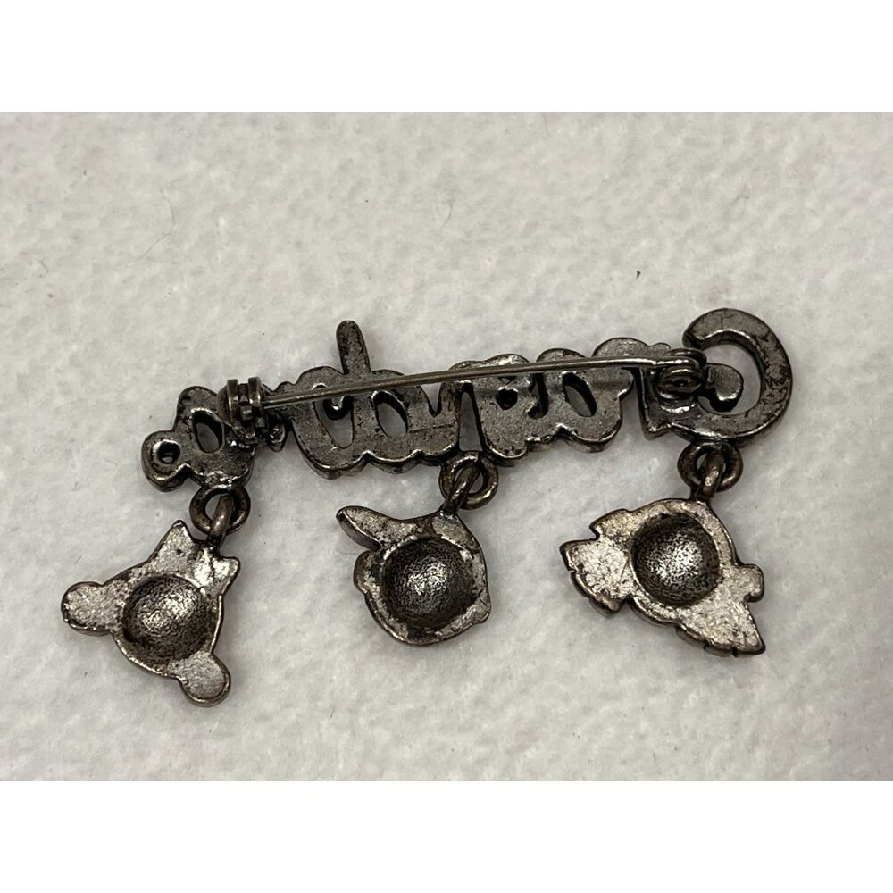 Vintage Grandma Brooch Pin Silver Tone with Dangling Grandkids Charms - Picture 6 of 9